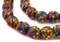 The Bead Chest Bawku Bumblebee Fused Recycled Glass Beads 14mm Ghana African Multicolor Round Large Hole 30 Inch Strand Handmade Fair Trade